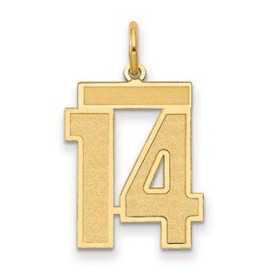 14k Yellow Gold, Jersey Collection, Medium Number 14 Pendant